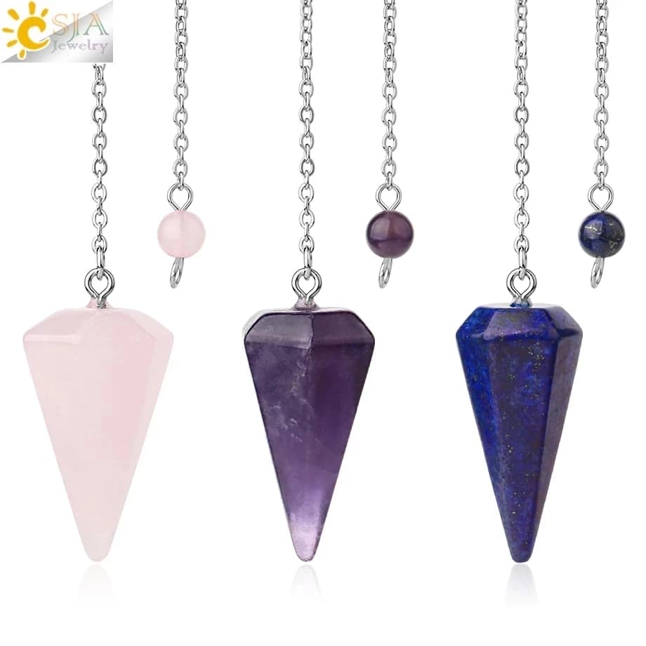 CSJA pendolo curativo per dio rabdomante quarzo rosa pendoli quarzo gemma naturale pietra Reiki cristalli Pendulos pendente pendolo esoterico pendolino esoterico crystals pendolo radioestesia pendolo divinatorio E112