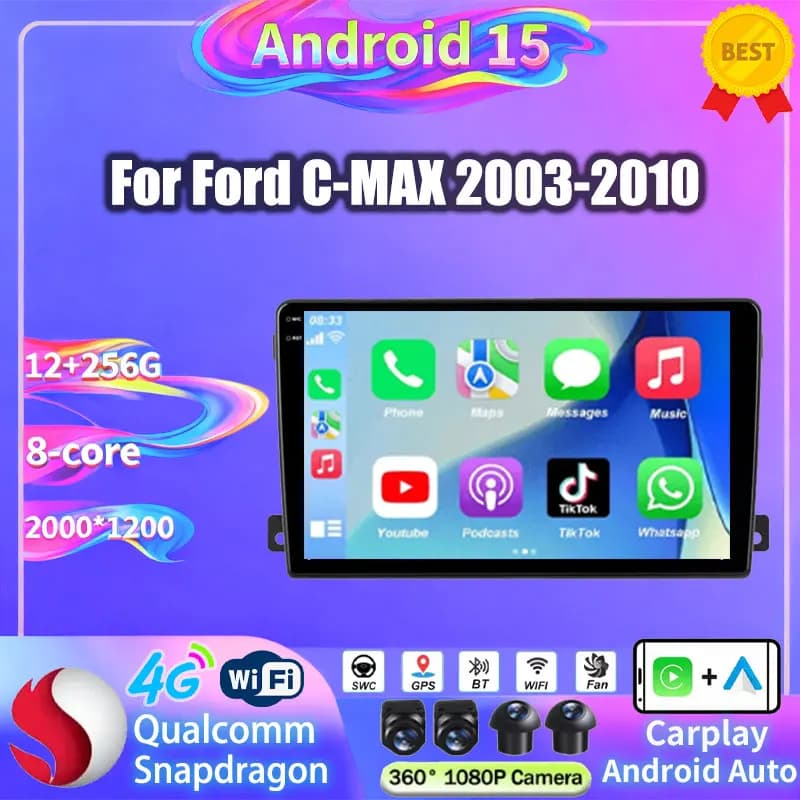 Per Ford C-MAX 2003 - 2010 Android Autoradio Automotive Multimedia Video Player Navigazione GPS Carplay Touch Screen Auto Stereo