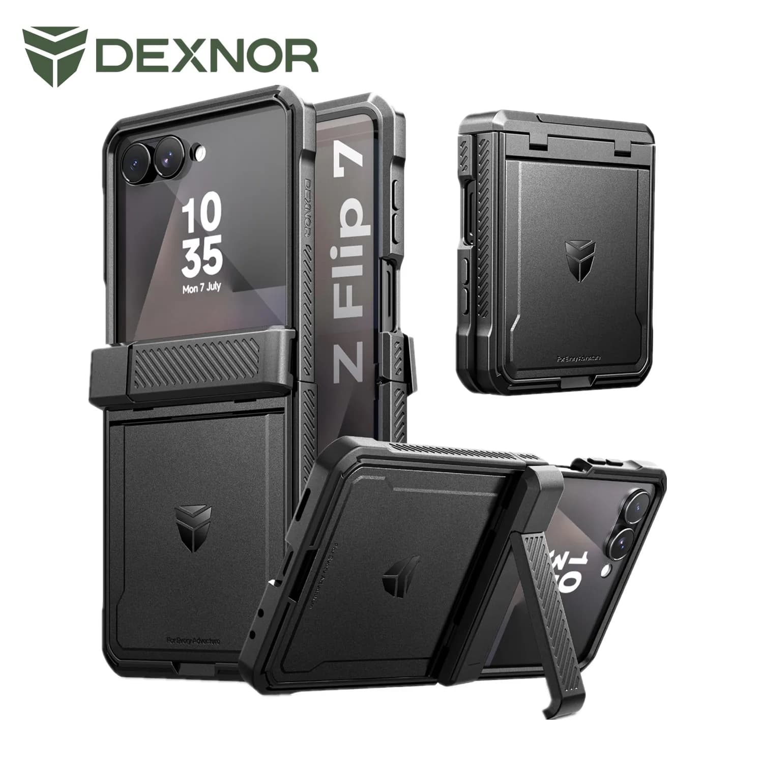 Per Samsung Galaxy Z Flip 7 Custodia con doppi cavalletti e protezione cerniera con chiusura automatica Robusta custodia protettiva per schermo antiurto