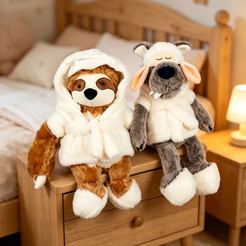 Bathrobe Wolf And Sloth Plushie Exquisite Simulation Wolf Sloth Plush Toy Companionship Of Healing Soft Decoration Gift Children