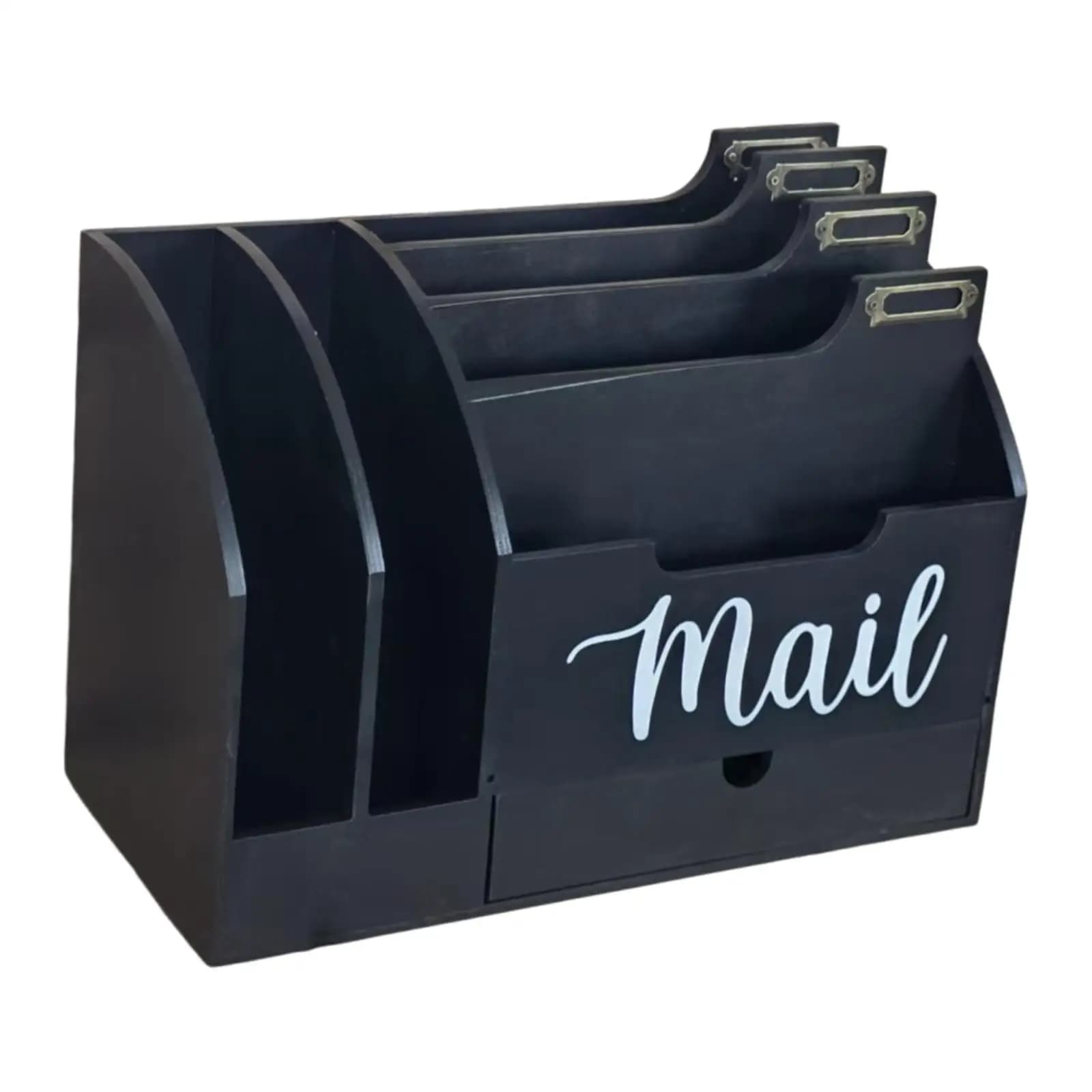 Wood Desktop Mail Organizer with Compartments Desktop Storage Box Desk Organizer for Watches File Necklace Paper Stamps