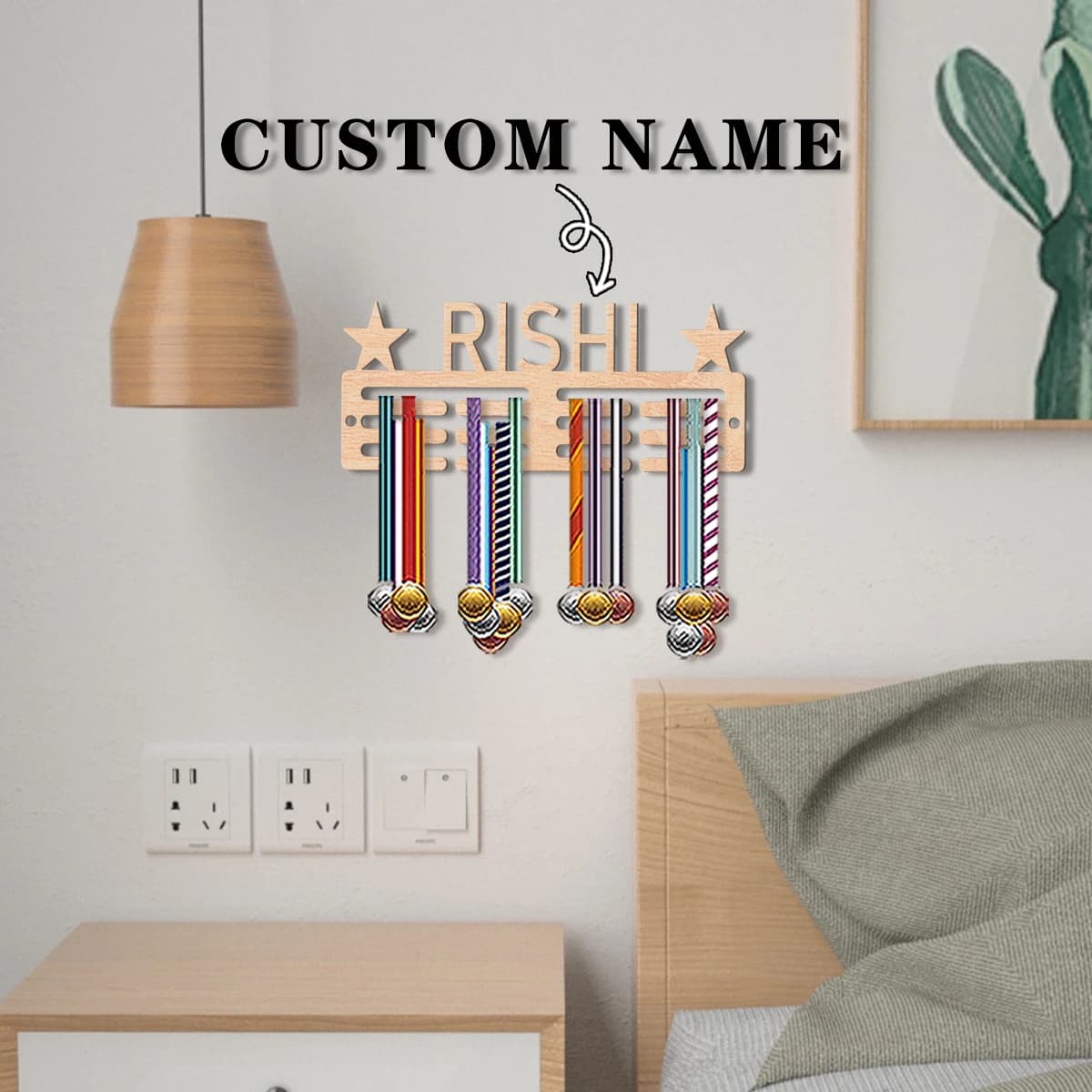 1 Piece Custom Wood Medals Star Shape, Custom Medals Display for Athletes, Ideal Gift for Family and Friends