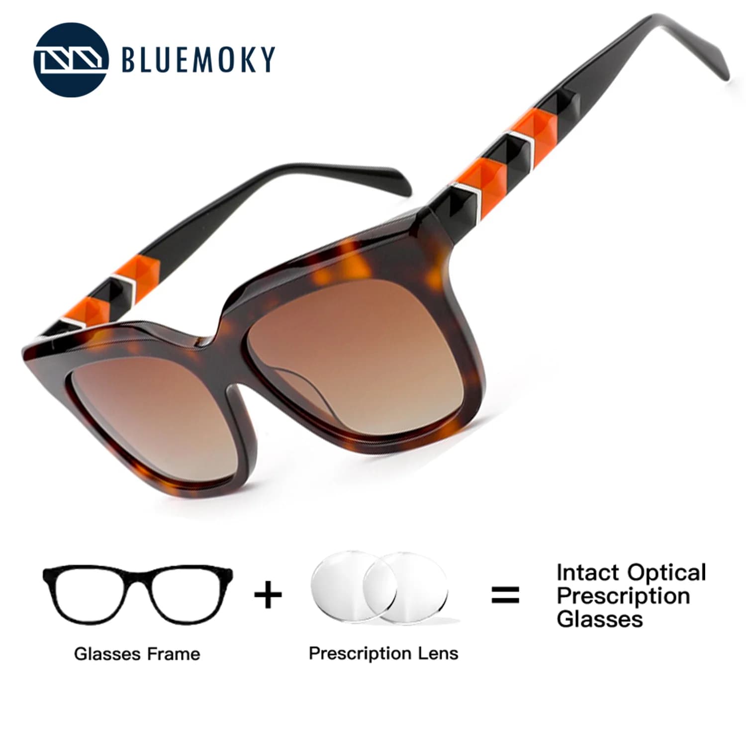 BLUEMOKY Occhiali da sole polarizzati con prescrizione medica Butterfly per donna, protezione UV400, occhiali con diottrie negative per miopia