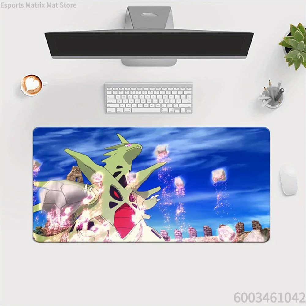 Tappetino per mouse da gioco Pokemon Mega Tyranitar Crystal Power Scene Extended, tappetino da scrivania grande