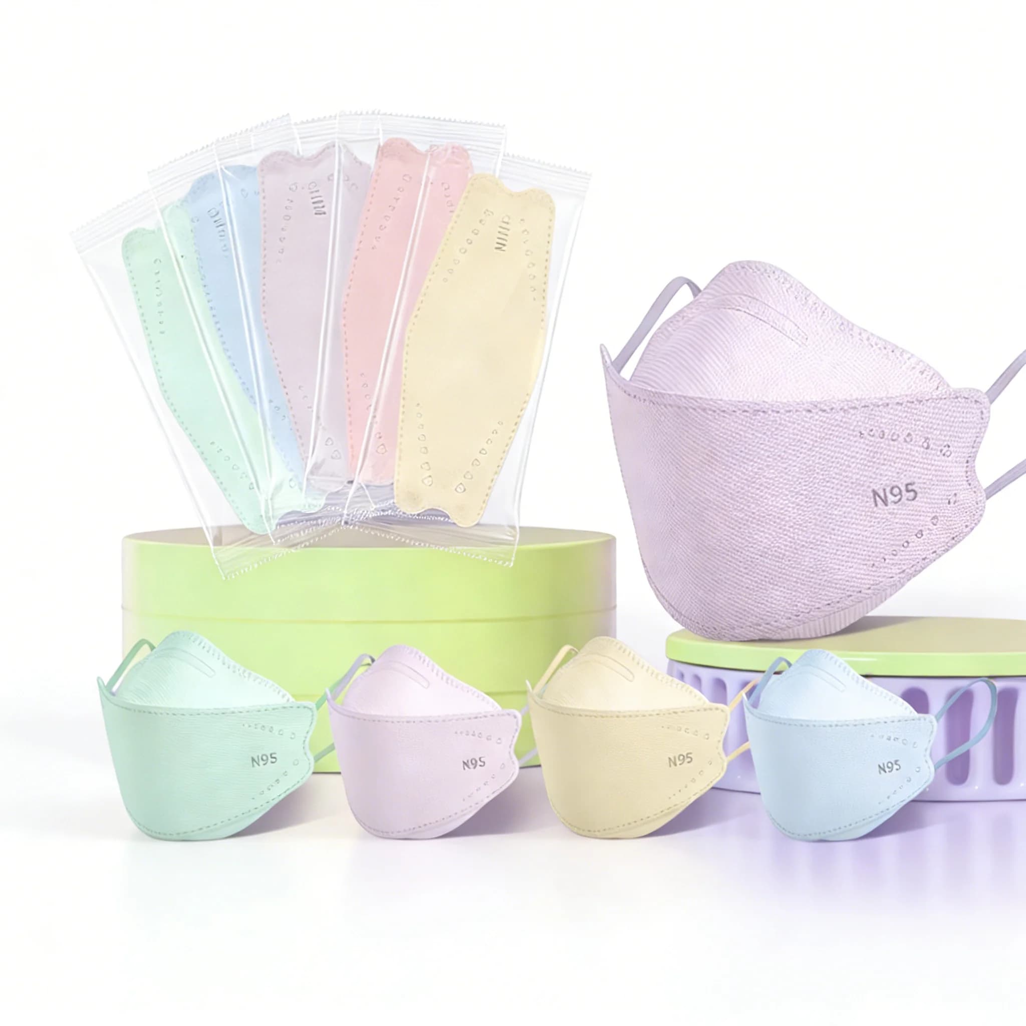 Mascherine Monouso per Bambini 10 Pezzi N95 a 3 Strati, Traspiranti, Colorate e Carine per Bambini, Ragazze e Ragazzi