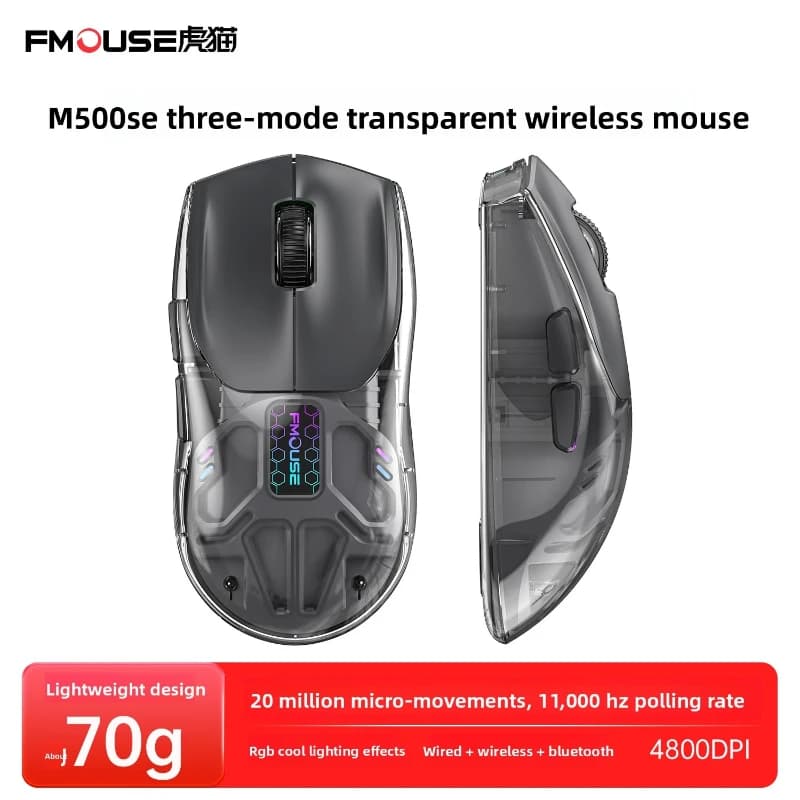 FM500SE Wireless Mouse 3mode Bluetooth Mouse Long Battery Life Lightweight Ergonomics Office E-sports Gaming Mouse PC Gamer Gift