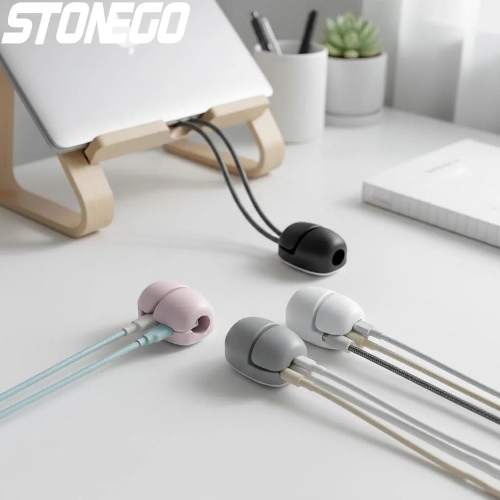 Organizzatore per Cavi Autoadesivo, Gestione Cavi USB, Clip Avvolgicavo in Silicone per Scrivania