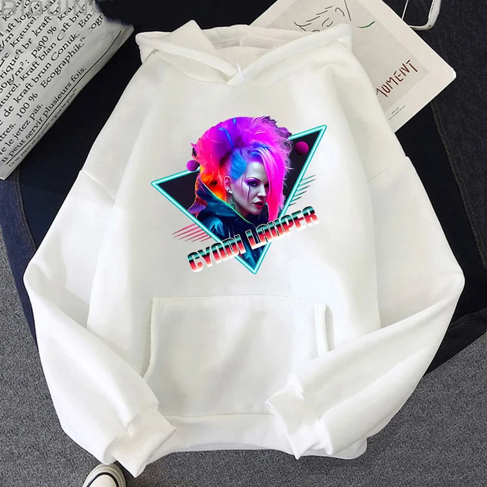 Cyndi Lauper stampa grafica felpa con cappuccio abbigliamento moda donna pullover Casual larghi felpe autunno inverno felpa con cappuccio confortevole