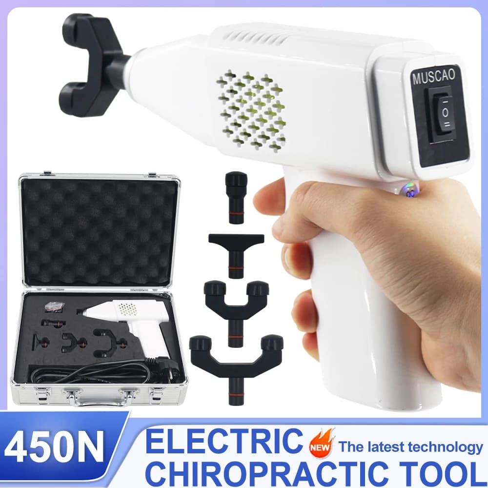 New Electric Pistola for Correction 450N, Cervical Massage Adjustable to Impulse for Vertebral Column, Chiropractic Instruments for Back