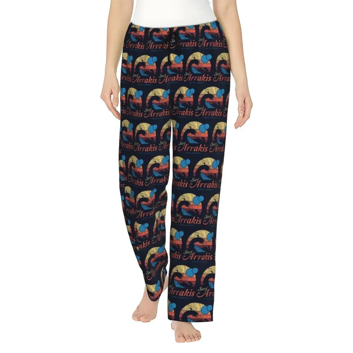 Custom Visit Arrakis Distressed Surf Dune Sci Fi Women Pajama Pants Lounge Sleep Sleepwear Bottoms with Pockets