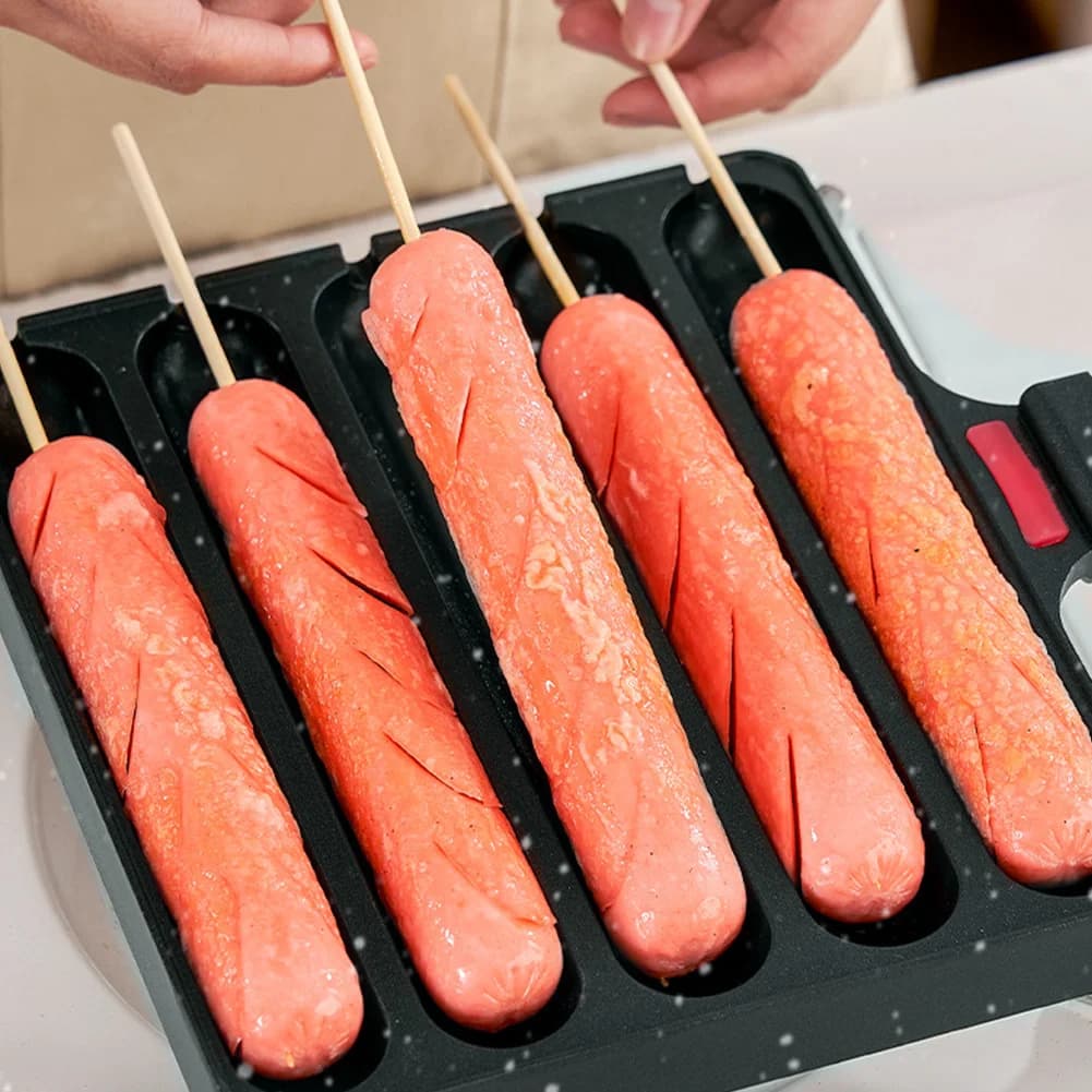 5 grilled sausage pot, tool for cooking sausages and hot dogs, pre-seasoned, for grilling, steaming and baking