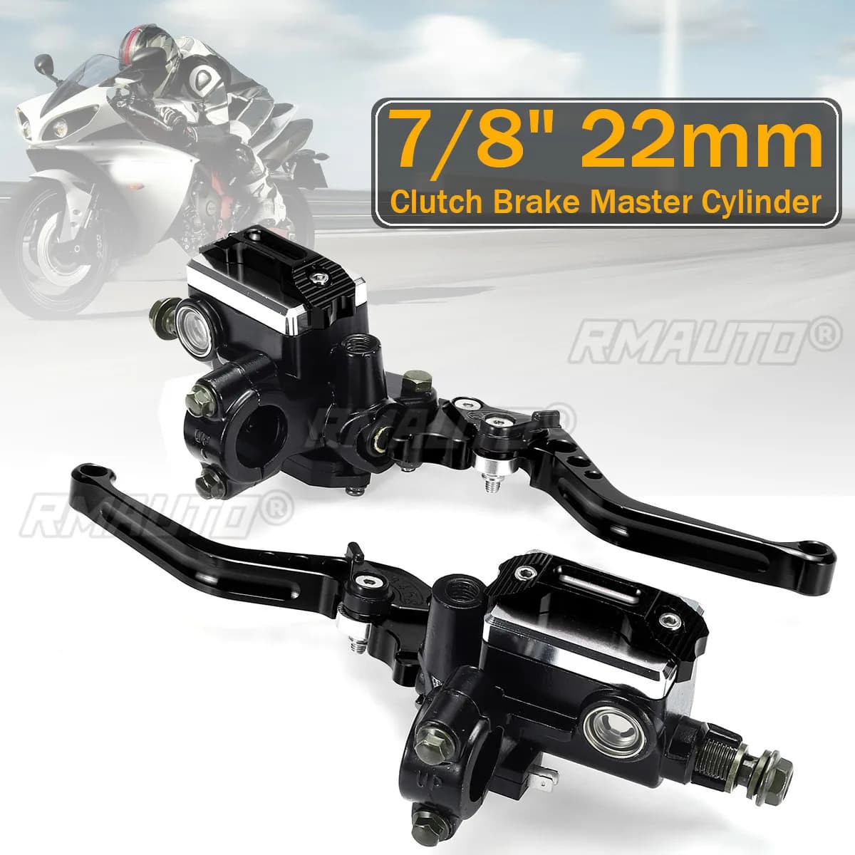 Pompa Freno Idraulica Universale 7/8" 22mm per Moto, Leva Frizione con Serbatoio per Moto Sportive e da Strada 50cc-300cc