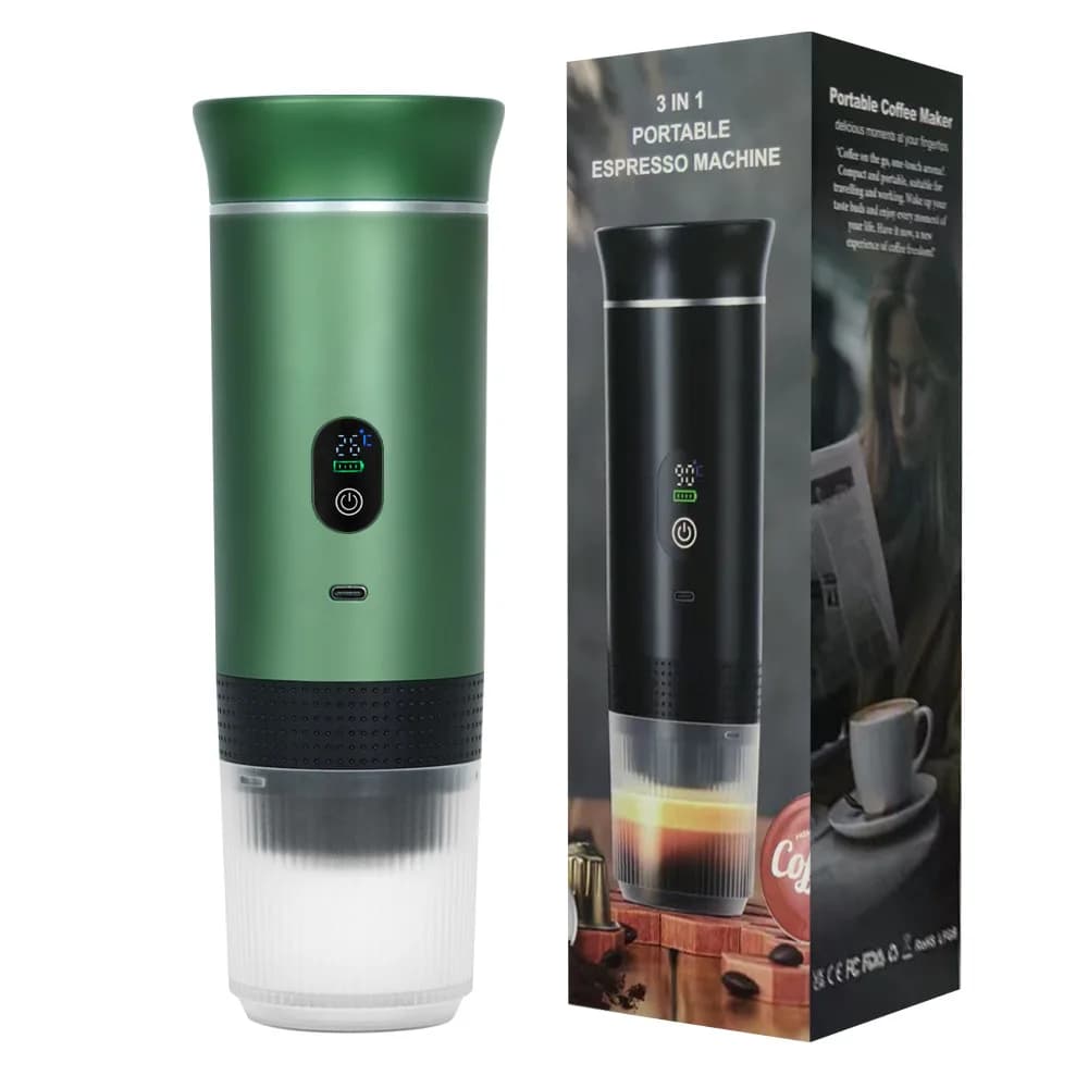3-in-1 20 Bar Digital Coffee Machine Stainless Steel Ground Coffee Portable Espresso Maker