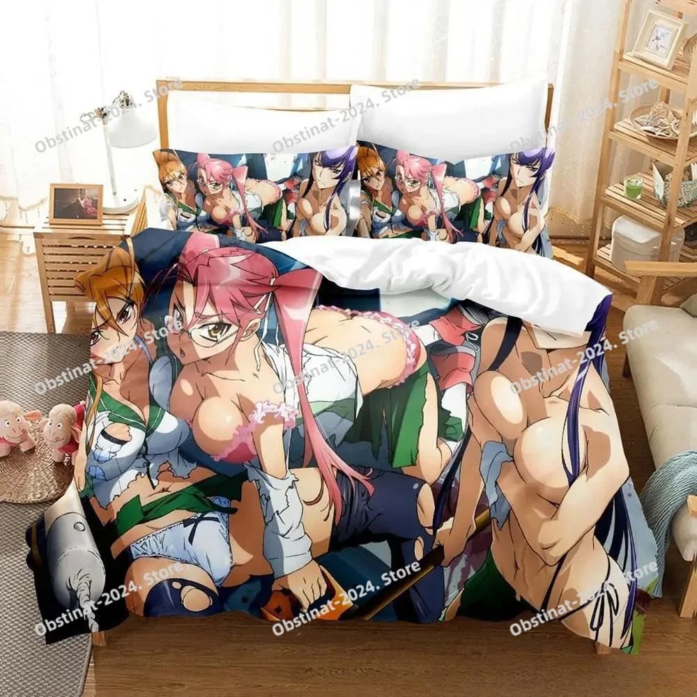 Anime Sexy Girl Highschool Of The Dead Set biancheria da letto Singolo Twin Completo Queen King Size Set copripiumino per camera da letto per bambini adulti