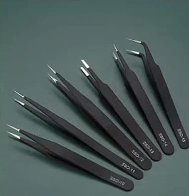 Set di 6 Pinzette Antistatiche ESD, Strumenti di Precisione in Acciaio Inossidabile per Riparazioni Elettroniche, Modellismo e Piegatura