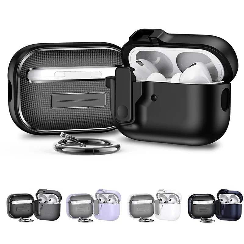 Custodia di sicurezza antiurto per auricolari Apple AirPods 4 3 con portachiavi, compatibile con AirPods Pro 1 2