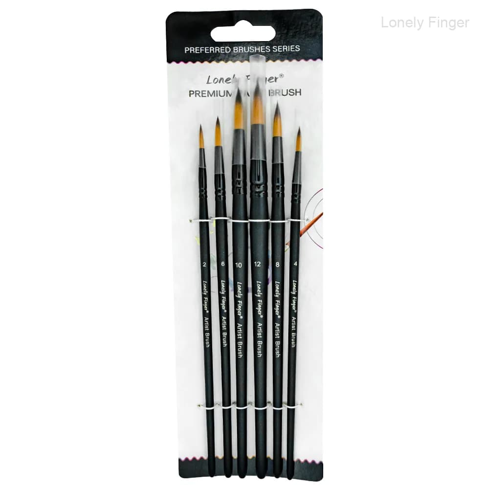 Round Pointed Tip Paint Brushes Set, 6 Pcs Artist Paintbrushes for Acrylic Oil Watercolor Gouache Painting, Premium Nylon Hair A