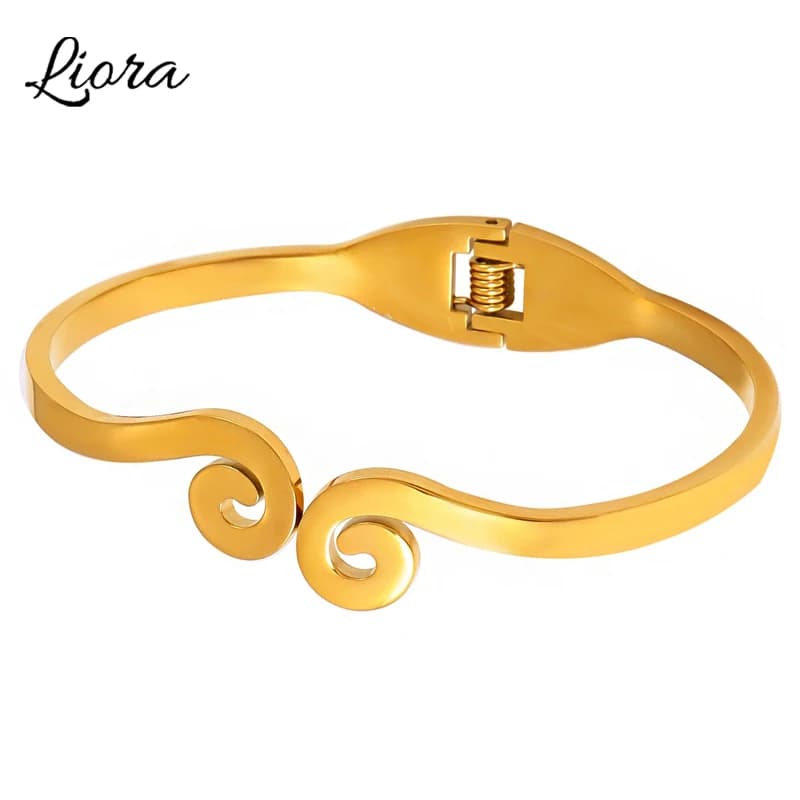 Liora Monkey King's Golden Hoop Bangle For Women Stainless Steel Wristband Charm Statement Bracelets Fashion Waterproof Jewelry