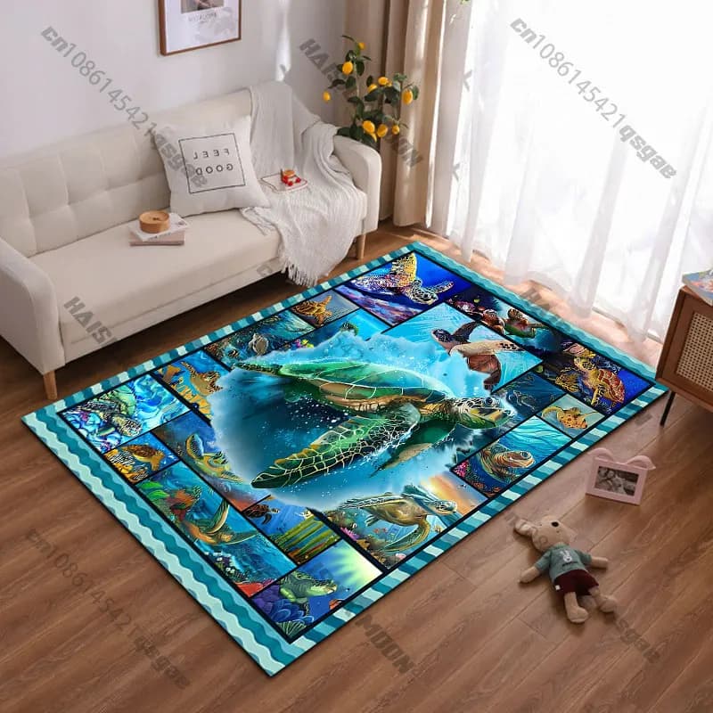 Sea turtles underwater ocean life carpet Yoga living room room decor children's crawling mat doormat area rug games mat