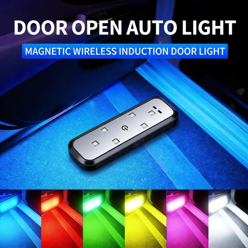 2 Pezzi Luci LED Wireless per Portiera Auto - Ricaricabili USB, Sensore di Movimento, Adsorbimento Magnetico, Luci Decorative di Benvenuto per Auto e SUV