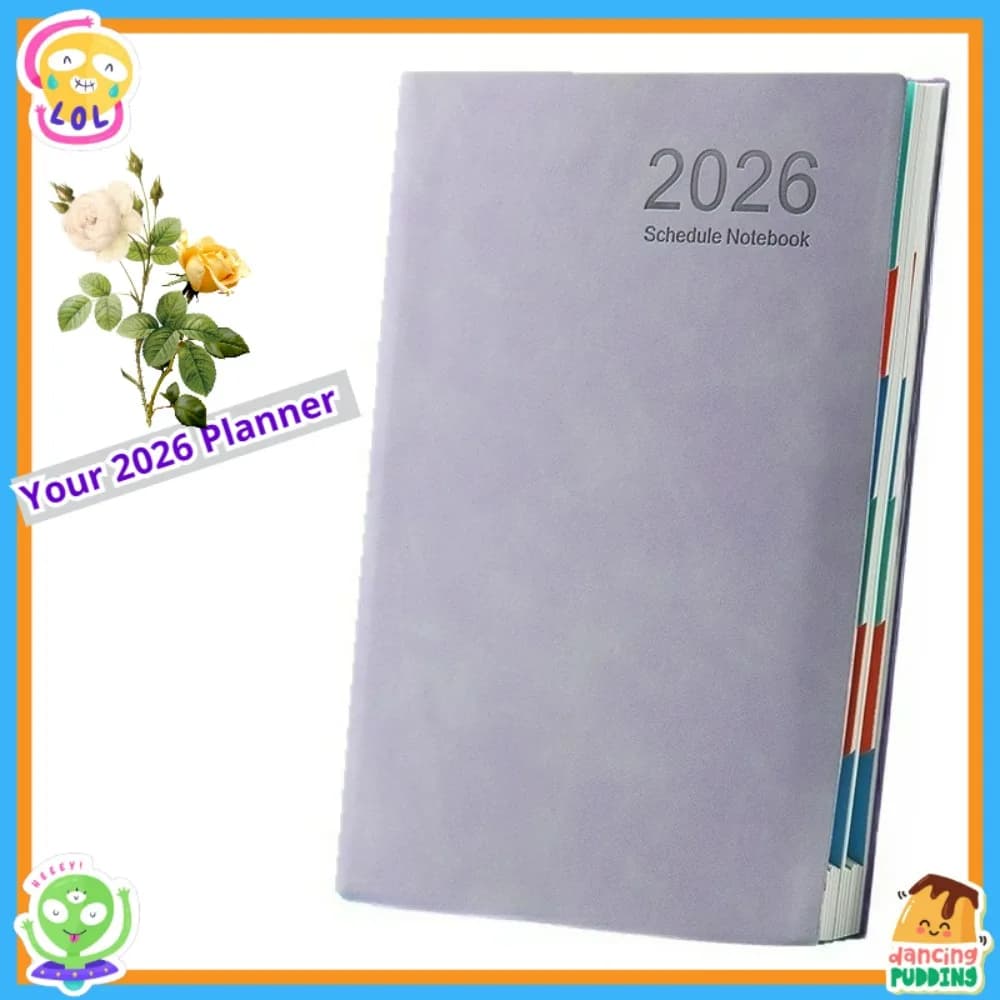 Libro pianificatore 2026, pianificatore calendario autodisciplina, layout pianificatore settimanale e mensile, organizer giornaliero a 360 pagine, taccuino portatile