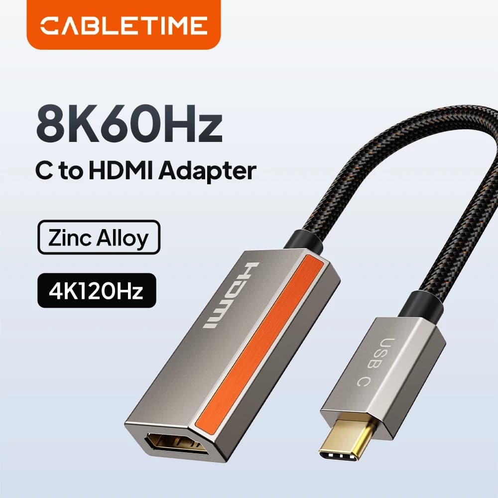 CABLETIME Adattatore da USB C a HDMI 4K 144Hz HDR 8K in lega di zinco per dispositivi USB C di seconda generazione, Macbook Air, iPad Pro, Tablet C451