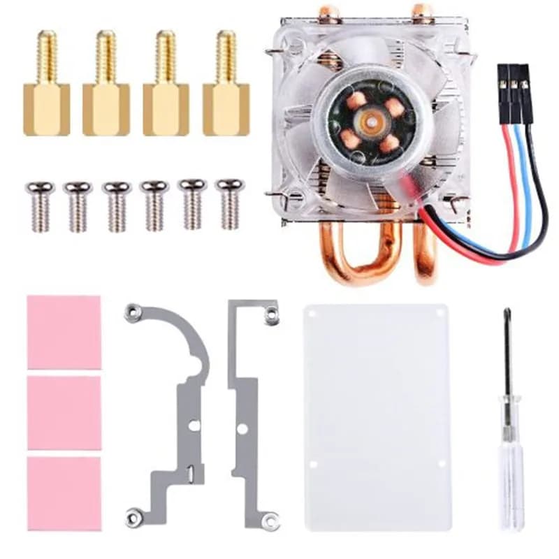 Raspberry Pi 4B 3B+ 3 2B PWM Low-Profile Ice Tower Cooling Fan 7 Colors RGB Changing LED Light and Bracket