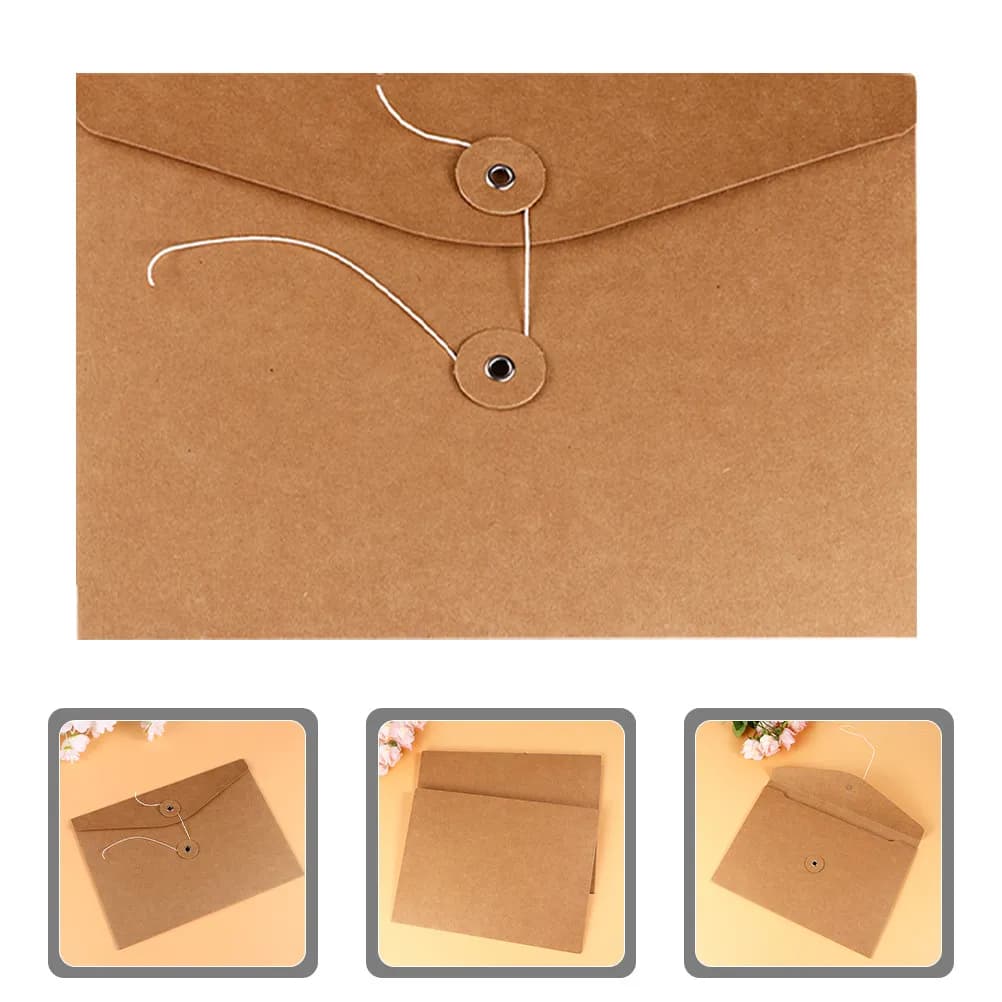 10 Pezzi Buste Portadocumenti in Carta Kraft Marrone con Chiusura Sicura per Lavoro, Viaggi, Pendolarismo e Archiviazione