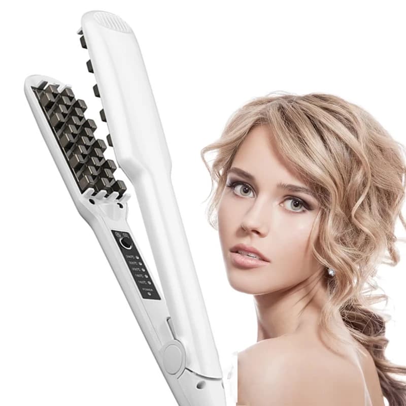 Ferro Arricciacapelli Professionale Volumizzante, Piastra per Capelli Effetto Corn Perm, Strumento per lo Styling dei Capelli, Ferro per Capelli in Ceramica con Griglia 3D, Crimpatrice per Capelli