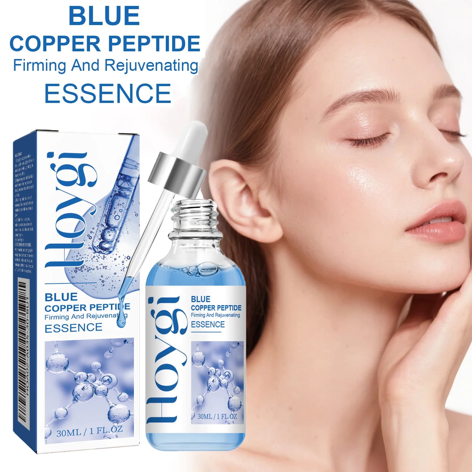 Essenza Rassodante al Peptidi di Rame Blu, Siero Viso Idratante e Ringiovanente, Migliora la Texture, Assorbimento Rapido