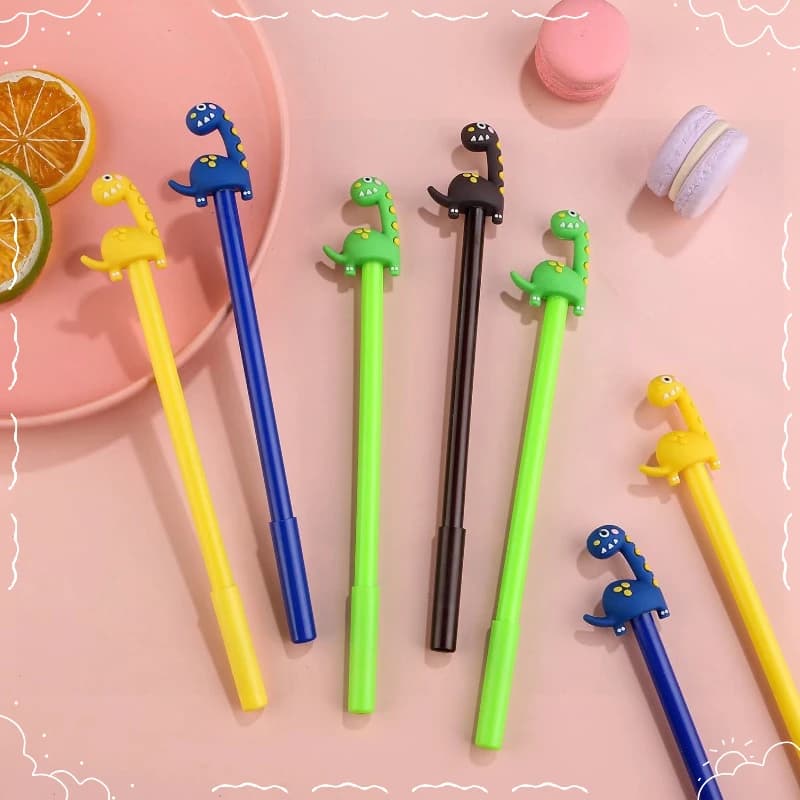 24 Pcs Cartoon Dinosaur Neutral Pens Creative Animal Shaped Office Supplies Signature Pen Back To School