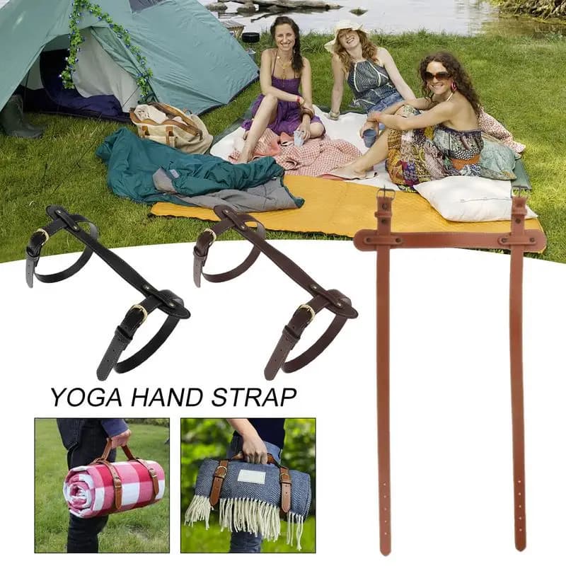 Coperta da picnic Coperta con tracolla Coperta da picnic Cinghia da trasporto Tappetino da yoga Cintura con manico portatile per esterno per campeggio in pelle PU