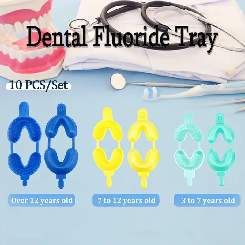 10 pz/set vassoio per fluoruro dentale vassoi monouso a doppio arco strumenti per accessori dentali in schiuma gel
