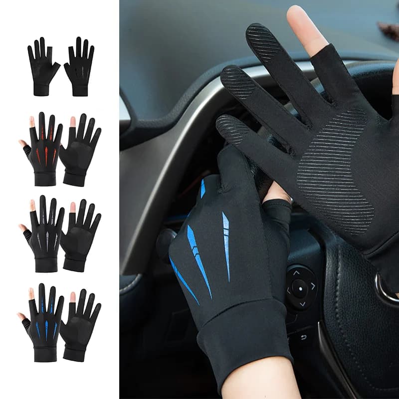 Guanti Touch Screen Sottili e Traspiranti, Protezione Solare, Guanti da Ciclismo in Seta Ghiacciata, Antiscivolo, Rinfrescanti, ad Asciugatura Rapida, Guanti da Pesca