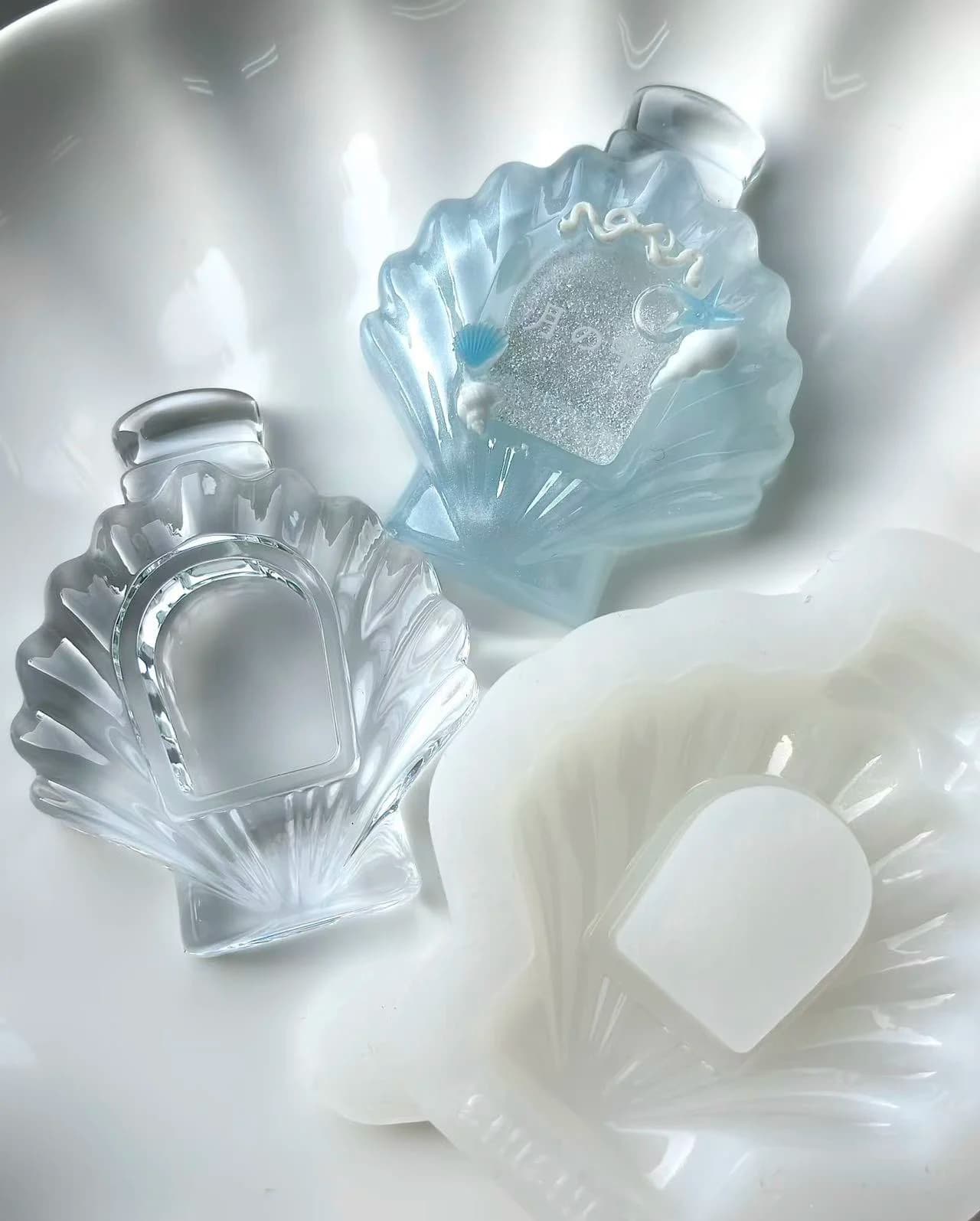 Shell Perfume Bottle Resin Casting Mold Silicone Mold Accessories Resin Liquid Mold Resin Keychain Silicone Mold Resin Mold
