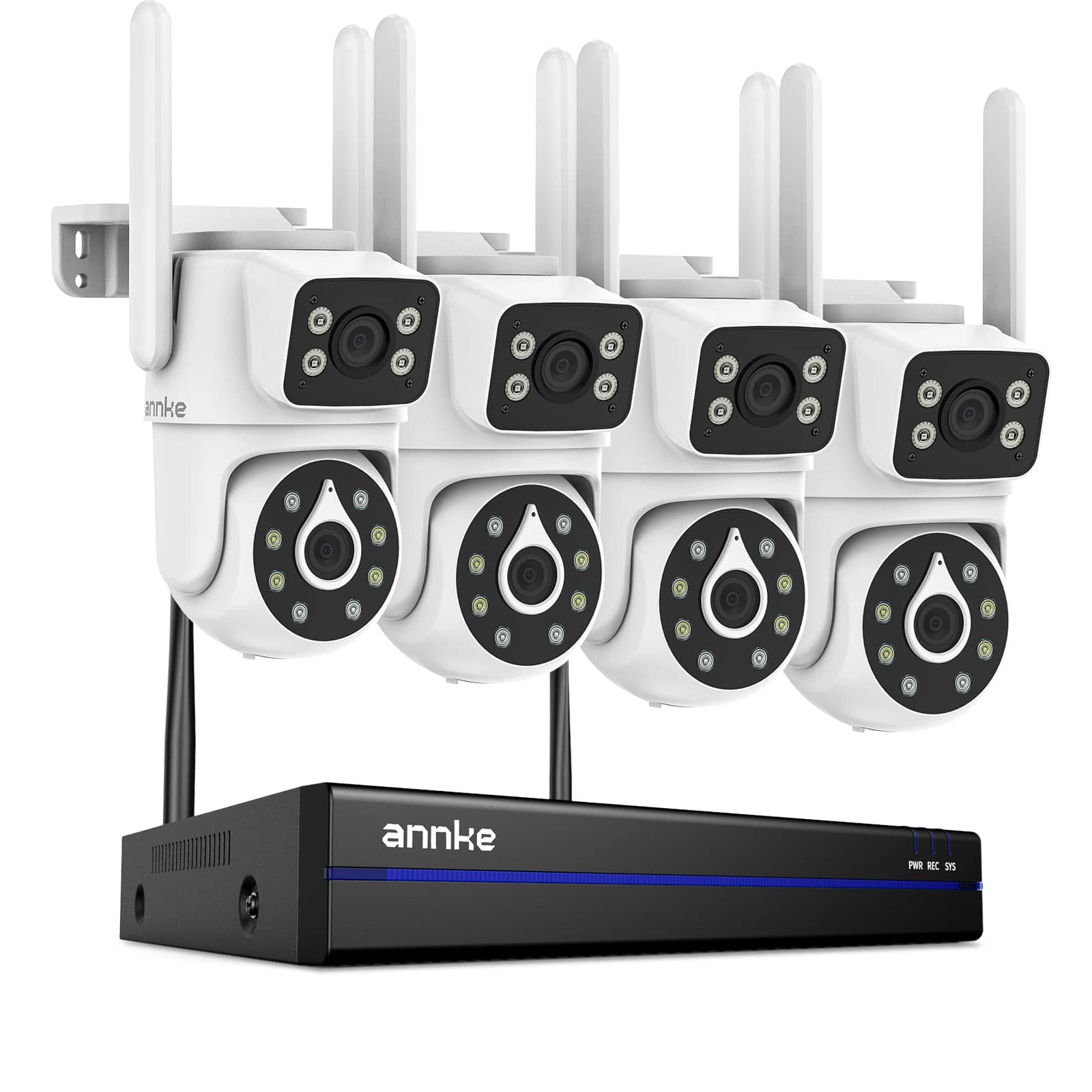 Kit Sistema di Sicurezza ANNKE con Telecamera WiFi a Doppia Lente 4MP, Set Registratore NVR Wireless 16CH, Sistema di Videosorveglianza CCTV
