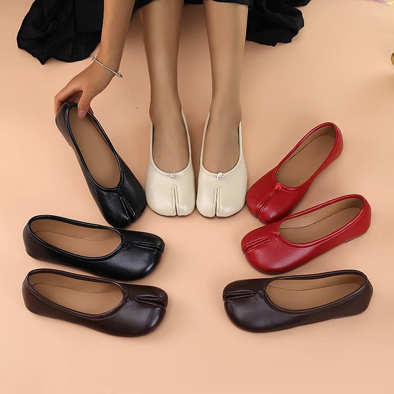 ​​​​2025 Women's Leather Toe Separator Loafers Flat Comfortable Slip-On Breathable Casual Shoes​