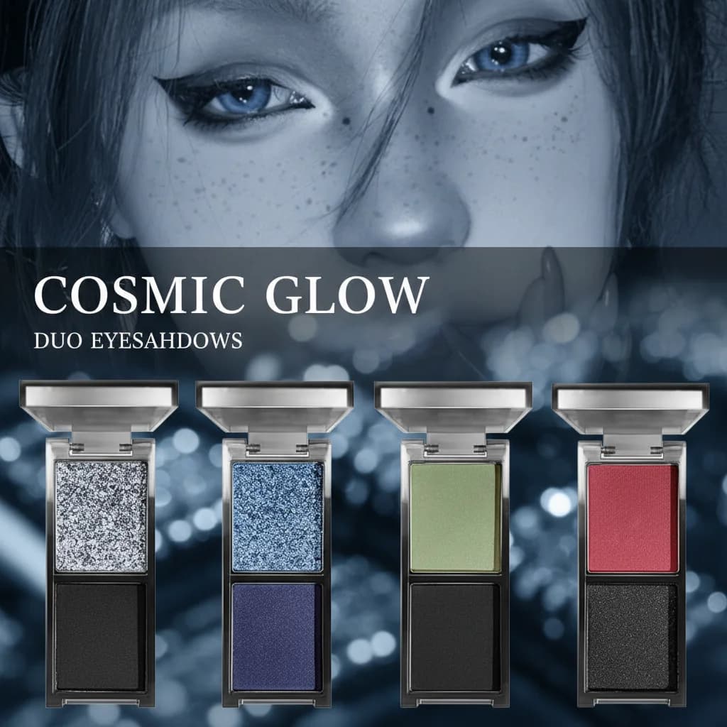 Palette Ombretti Blu Glitterato Effetto Fumo 2 Colori Rosso Nero Verde Opaco Pigmento Occhi Dark Punk Trucco per Feste Halloween