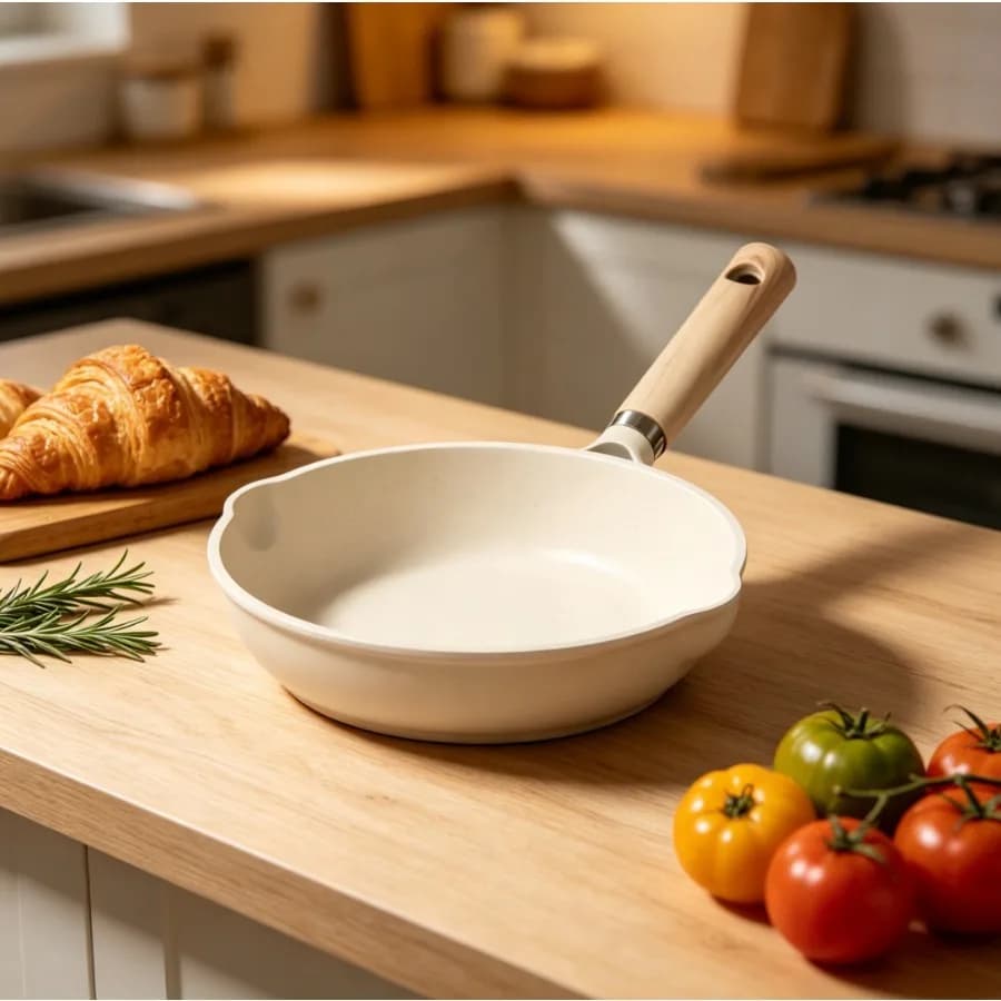 8" Non Stick Frying Pan, Nonstick Skillet Cooking Pan, Compatible for All Stoves, Easy to Clean Cookware Chef's Pan Bon Appetit, White Granite