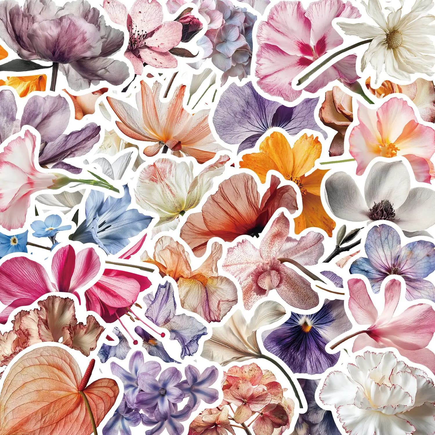 50 pezzi di fiori in fiore adesivi graffiti cartoni animati telefono chitarra laptop notebook valigia bottiglie d'acqua adesivo impermeabile giocattoli per bambini
