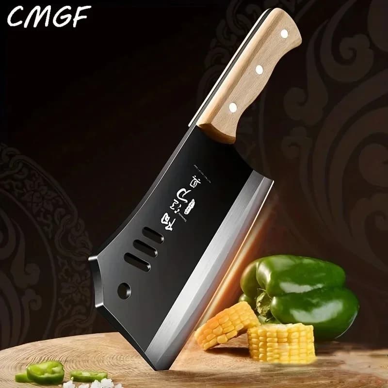 Coltello da taglio per ossa forgiato CMGF Ascia da taglio per ossa addensata ad alta durezza per coltelli da cucina da macellaio Manico in legno nero