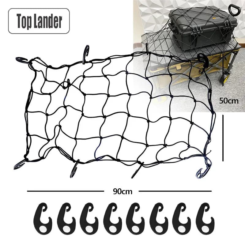 Accessori per vagoni da campeggio Rete di copertura elastica con 8 clip Trolley da esterno Rete per bagagli Corda elastica Copertura per carrello Reti di stoccaggio per auto