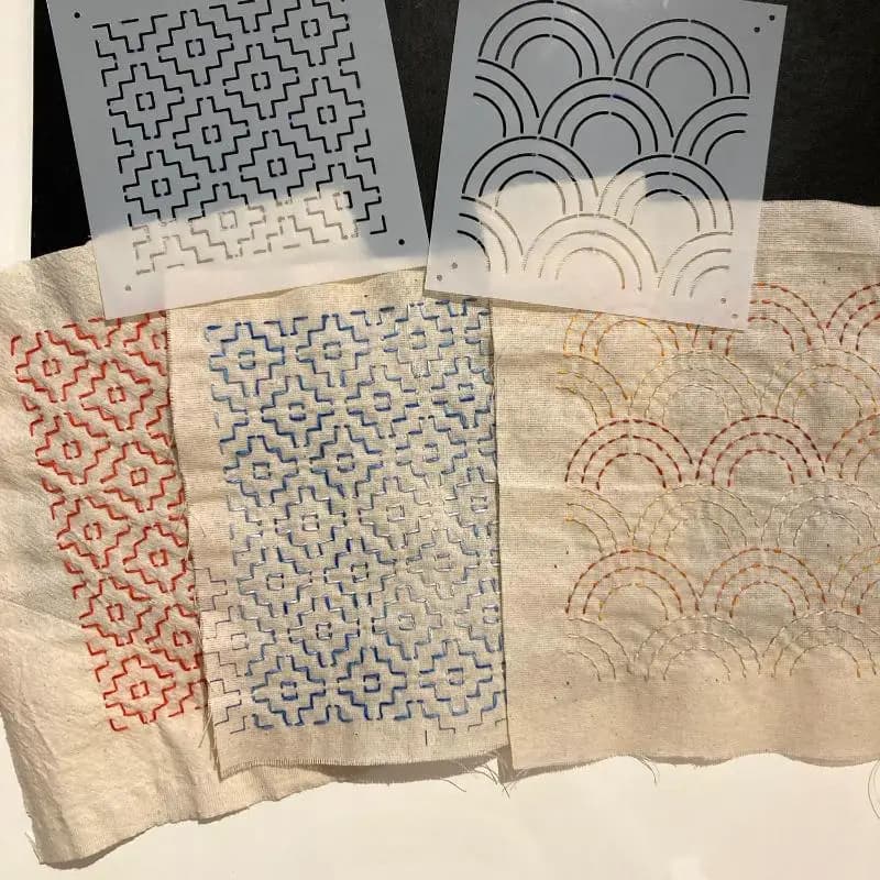 Stencil per Ricamo Sashiko Artigianale, Set di Modelli per Quilting Fai-da-Te, Strumenti di Cucito Riutilizzabili per Patchwork e Lavori Artigianali su Tessuto