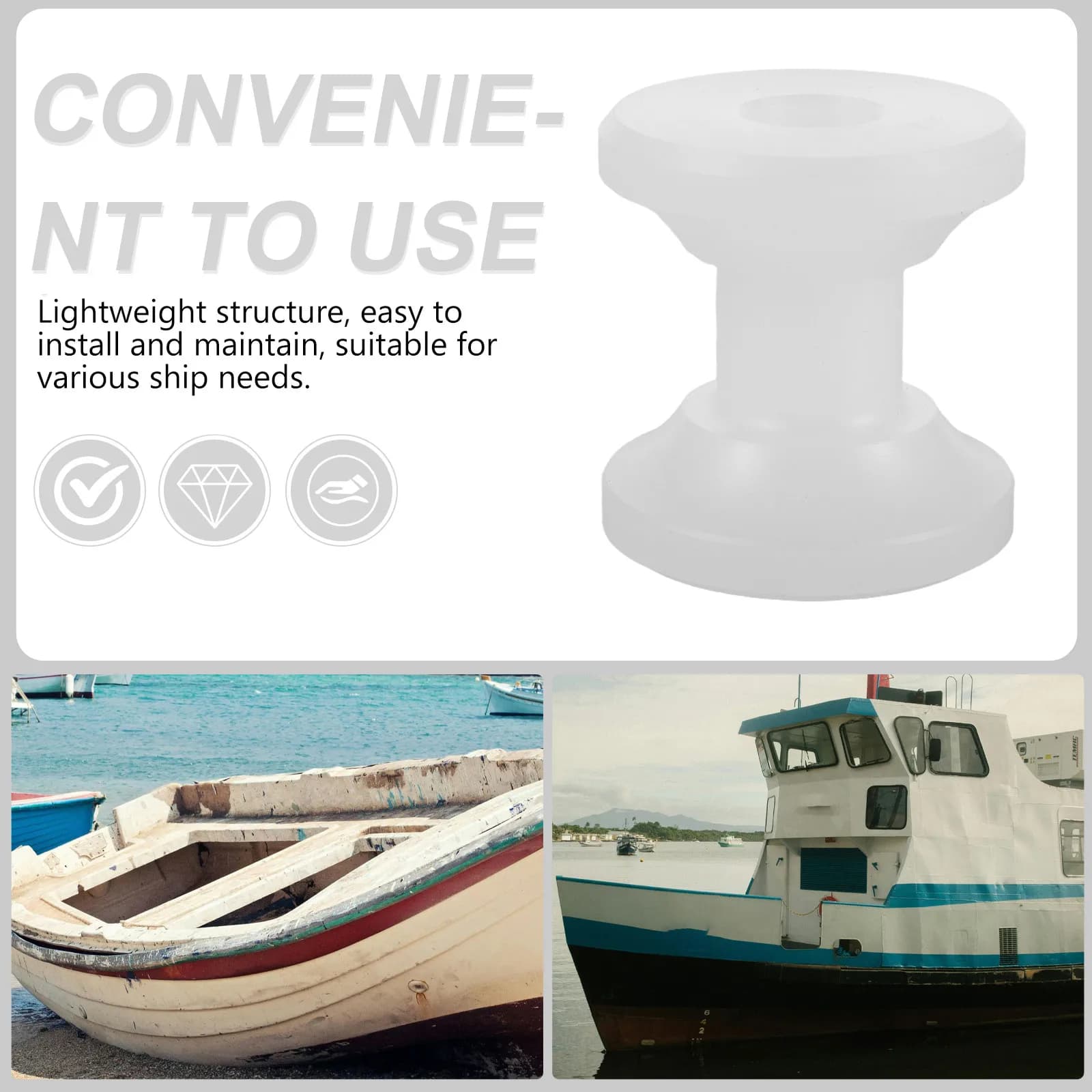 Rullo Ancoraggio Barca di Ricambio, in Nylon Bianco Resistente agli Urti, Accessori Marini per Yacht, Kayak, Imbarcazioni e Rimorchi