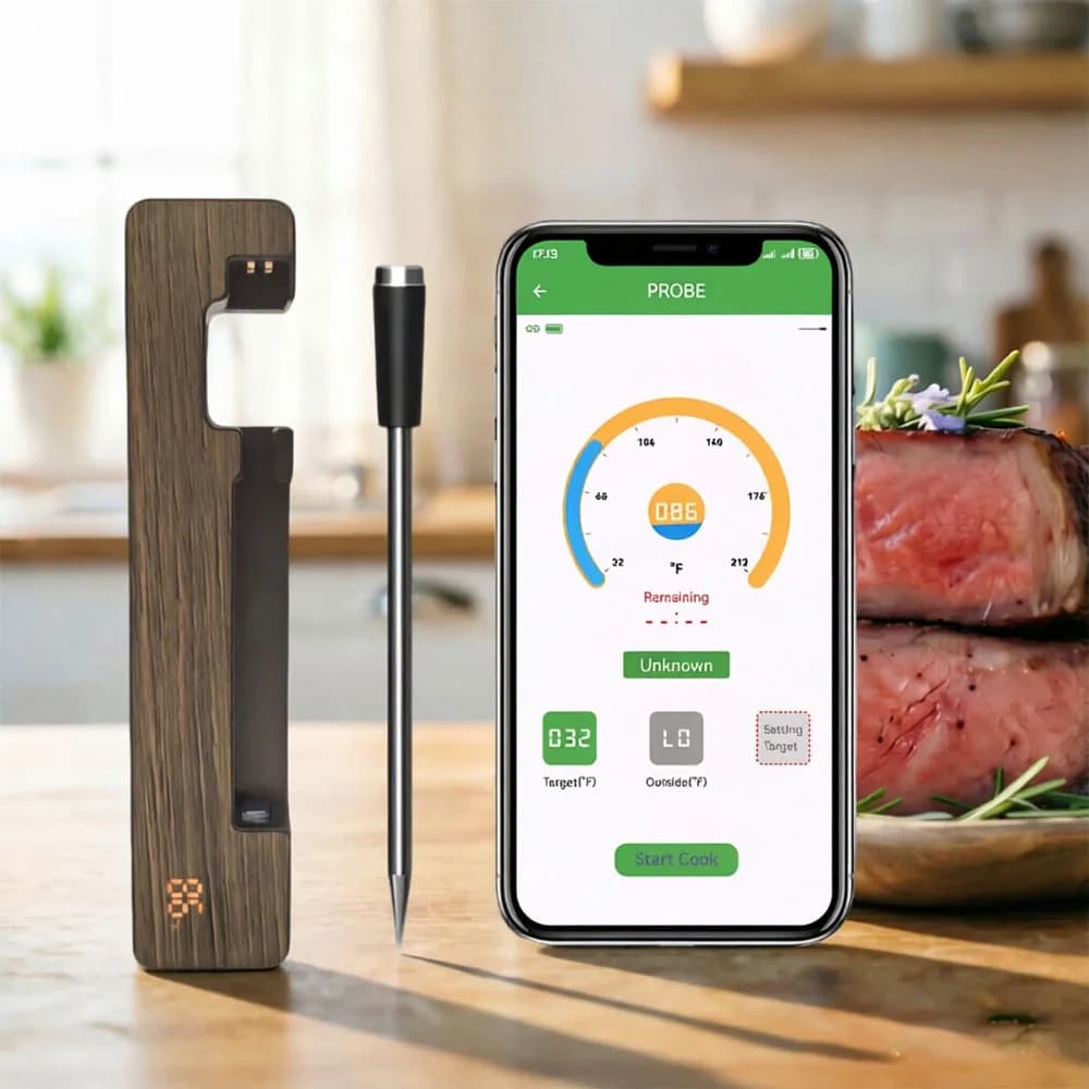 Wireless Meat Thermometer With App Control Smart Thermometer Bluetooth Food Thermometer For Grill Kitchen Oven Steak Cooking