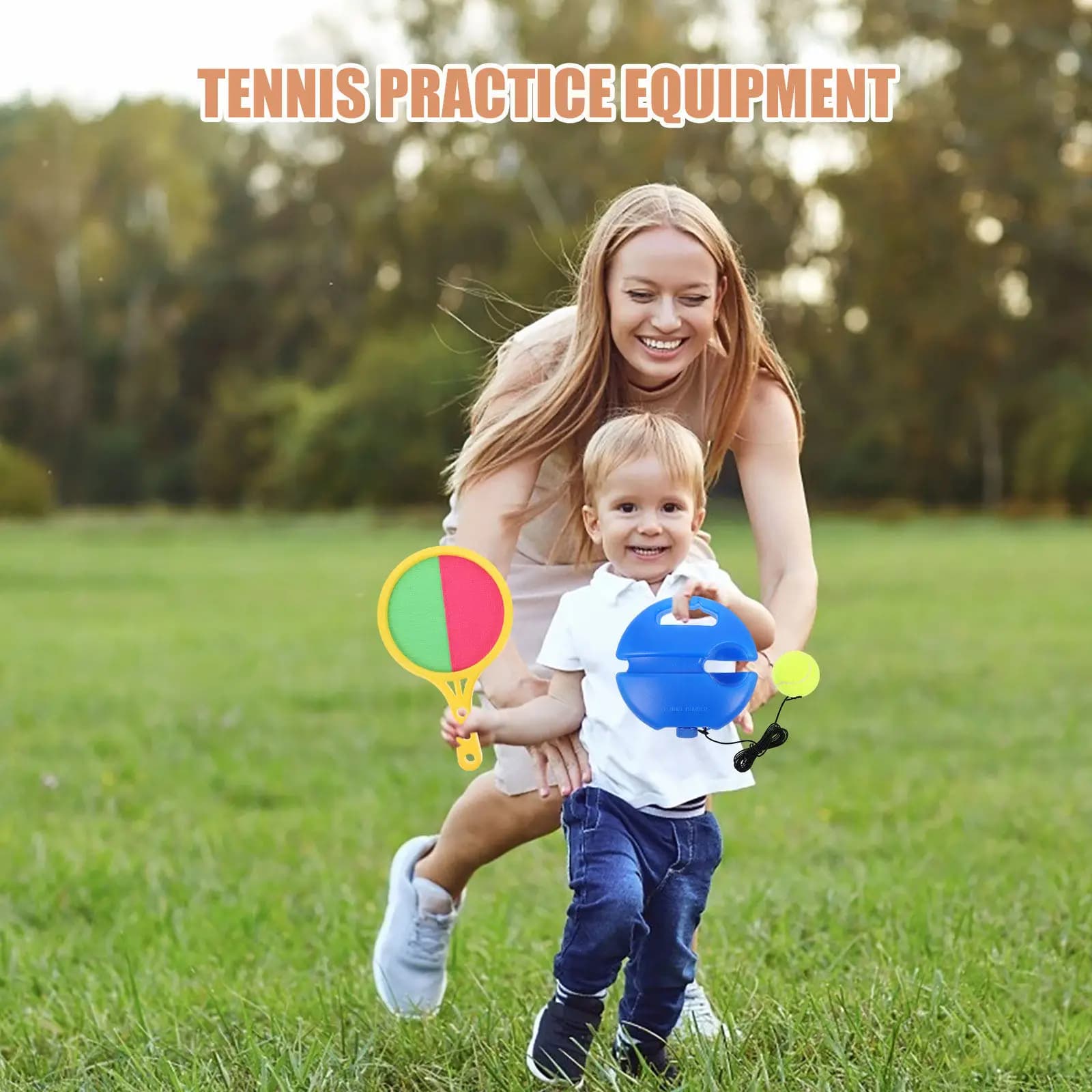 Set da 1 Palla da Tennis con Corda e Base per Allenamento, Attrezzatura Portatile per Pratica Individuale Indoor e Outdoor