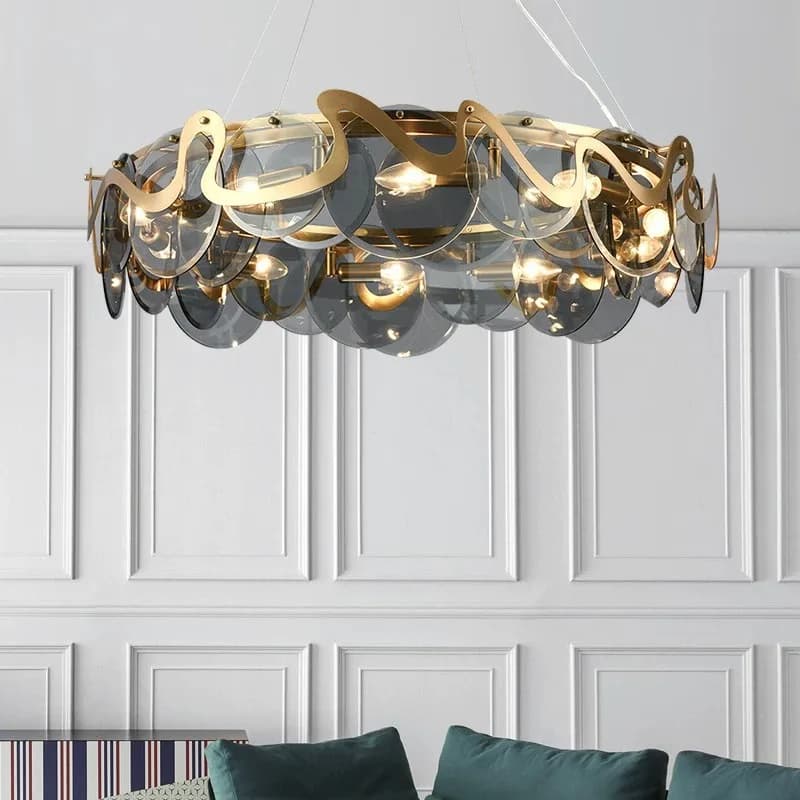 Soggiorno moderno di lusso Lampada a sospensione a LED in vetro Sala da pranzo Lampadario camera da letto 2025 Nuovo bancone bar rotondo Decorazioni per l'illuminazione domestica