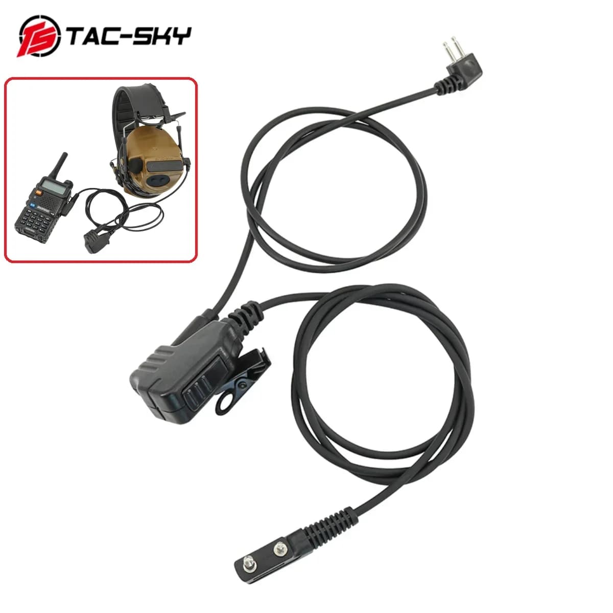TAC-SKY Tattico COMTA Auricolare Cavo Adattatore per Microfono per No Mic COMTA IPSC Cuffie da Tiro per Baofeng Uv5r Uv82v Walkie Talki