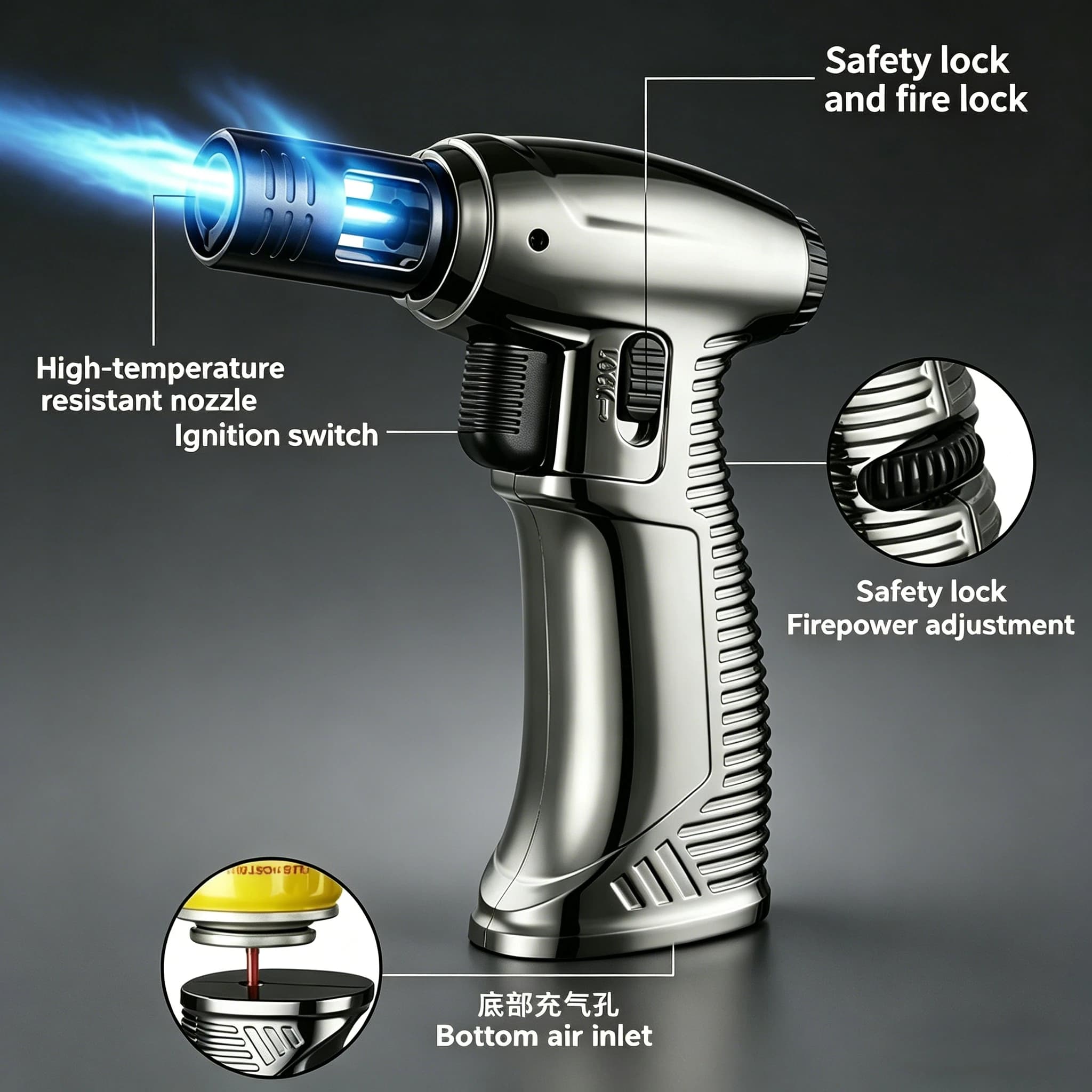 Nuova Impugnatura Personalizzata per Pistola a Spruzzo, Pistola Multiuso per Saldatura ad Alta Temperatura, Accendino Gonfiabile, Accenditore per Cucina all'Aperto