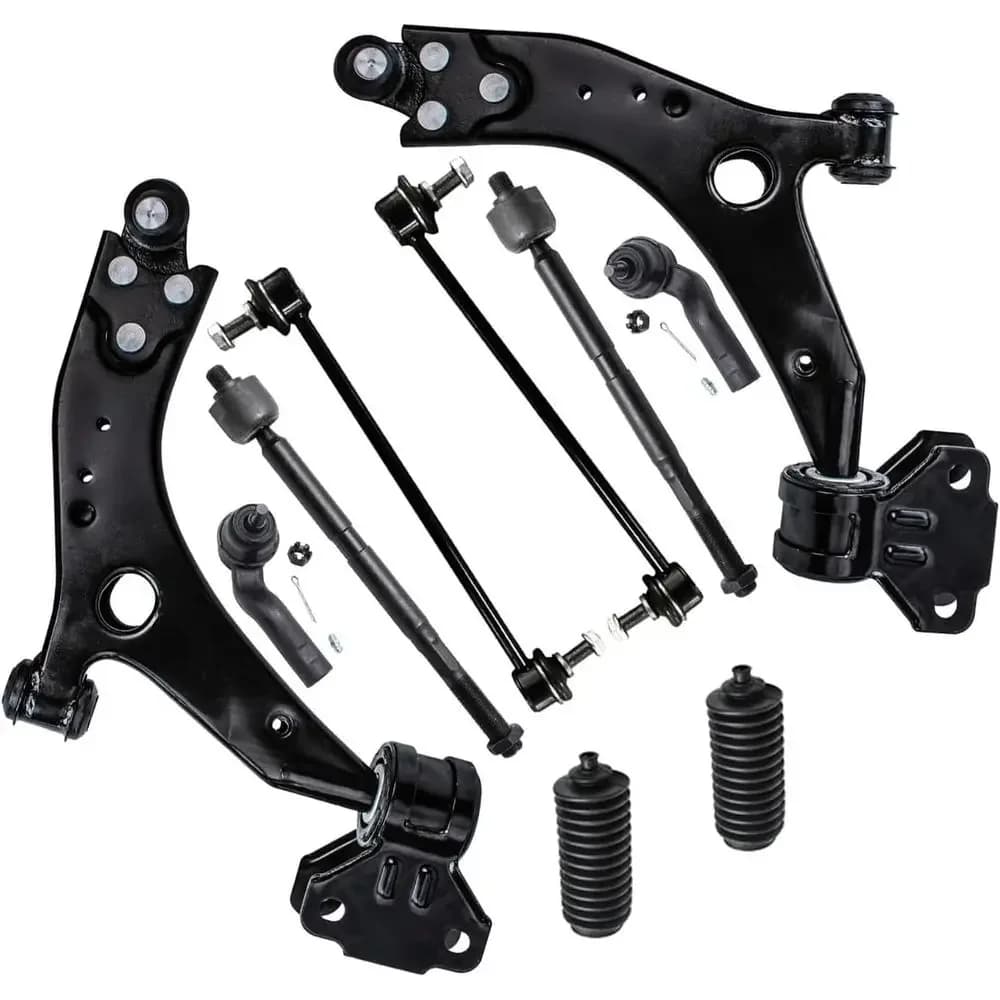 Front End Control Arms Kit with 2 Lower Arms, 4 Tie Rods, 2 Sway Bars, 2 Boots for 2014-2018 Model Years